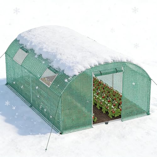 PEILU 12㎡ Frostschutz Gartengewächshäuser aus Stahl Rahmen 3x4x2m HDPE Foliengewächshaus mit 4 Insektenschutzgitter Fenster & Tür Begehbares Gewächshaus Garten Überwinterungszelt für Pflanzen