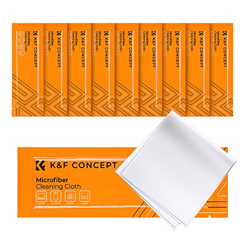 K&F CONCEPT 10 Stück Mikrofaser Reinigungstuch,Reinigungstücher Set für Kamera,Objektiv,Filter,Brille,Display,Smartphones,Tablet, 15 * 15cm Einzel vakuumverpackung