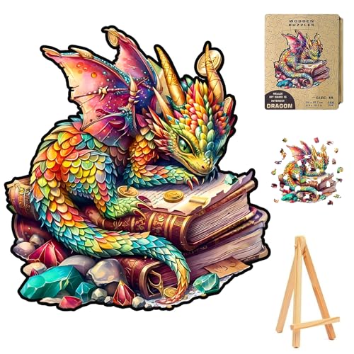 Holzpuzzle Erwachsene,166 Teile Juwel Drache Holz Puzzle Erwachsene,Drache Holzpuzzles Drache Holz Puzzle,Wooden Puzzle, Unregelmäßige Einzigartige Puzzle,Holz Puzzle Mit Geschenkbox Aus Holz