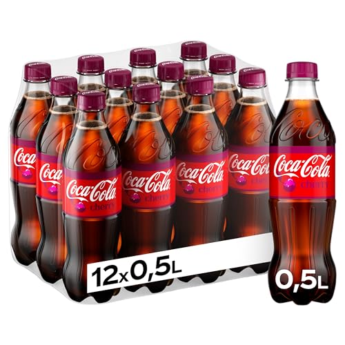 Coca-Cola Cherry - fruchtiges Erfrischungsgetränk mit Kirsch-Geschmack - koffeinhaltiger Softdrink in Einweg Flaschen (12 x 500 ml)