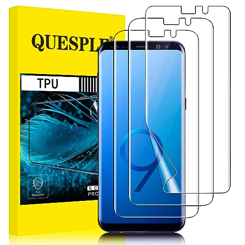 QUESPLE [3 Stück] TPU Schutzfolie für Samsung Galaxy S9 Folie, Anti-Kratzen, HD Klar Blasenfreie Weich Samsung S9 Display Schutz, Fingerabdruck-ID Unterstützen