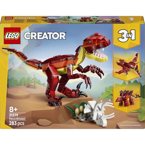 LEGO Creator 3in1 Wilder Dinosaurier 31379 | Spielzeug ab 8 Jahren für Jungen, 3 Bauoptionen: Velociraptor, Stegosaurus oder Flugsaurier Figuren, Geschenk, 283 Teile
