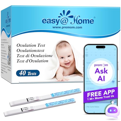 Easy@Home 40 Ovulationstests LH Teststreifen 25 mIU/ml – Fruchtbarkeitstest Kinderwunsch für Frauen – Eisprung berechnen mit Premom App