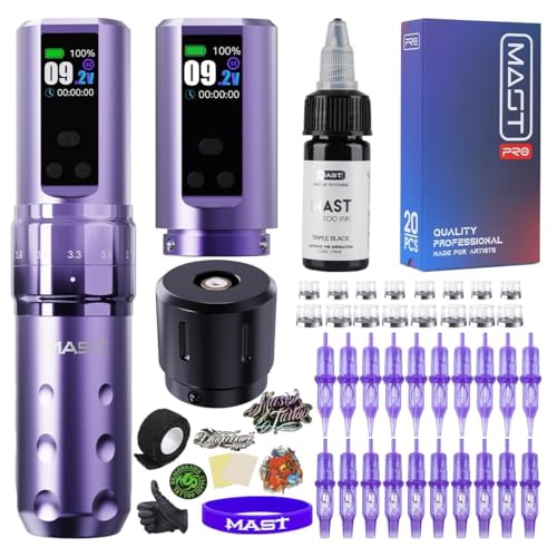 Mast Fold2 Pro Kabellose Tattoo Maschine Pen Rotary Tätowiermaschine Tattoo Gun 7 Strokes Length 2000mAh Batterie Powerful Motor by Mcore Smart Display Screen für Pro Artists (TZWQP-076-1)