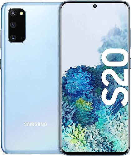 Samsung Galaxy S20 Smartphone 4G ohne Vertag 128 GB interner Speicher, 8 GB RAM, Hybrid SIM, Android 10 to 13 - Deutsche Version (blau, 128GB)