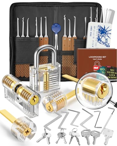 Eventronic 36+5 Stück Lockpicking Set, [2026 Neue Schwierigste Schlösser Hinzufügen] Dietrich Set mit 5 Transparente Schlösser für Lockpicking, Handbuch für Anfänger & Profisrleicht