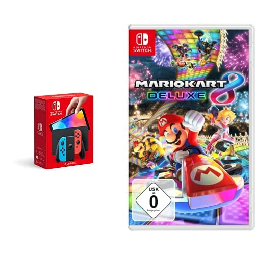 Nintendo Mario Kart 8 Deluxe + Konsole (OLED-Modell) Neon-Rot/Neon-Blau