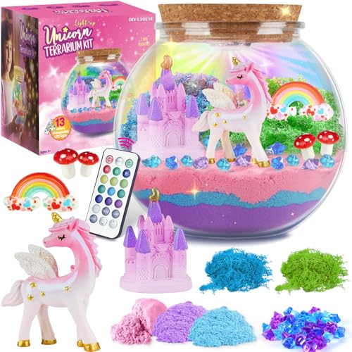 Einhorn Terrarium Set Kinder,Geburtstagsgeschenk Mädchen 4-12 Jahre