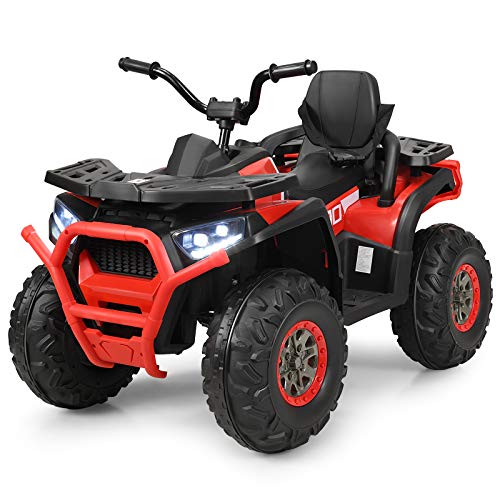 DREAMADE 12V Elektroquad für Kinder 3-8km/h Mit LED-Licht & MP3, Elektroauto ab 3 Jahre, Belastbar bis 50kg Mit Ladegerät (Rot)