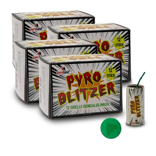 AKTIVHANDEL Pyro Blitzer, 48 Stück (4x12) grelle Bengalblinker, Minatur-Bengalos, Feuerwerk der Kategorie F1, für Silvester, Geburtstag und andere Feiern, inkl. Einkaufswagenchip