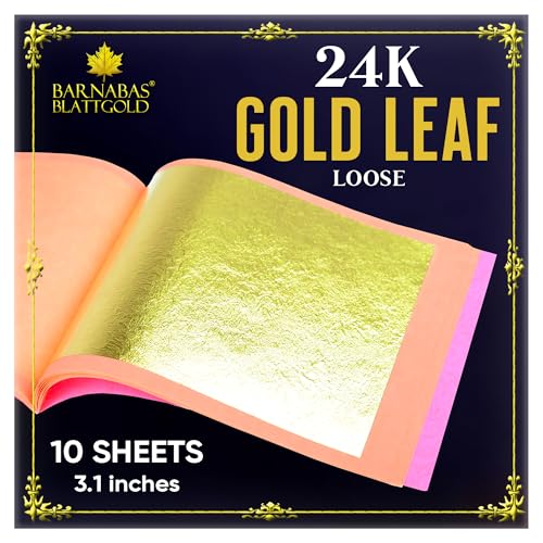 Barnabas 24 Karat Echtgoldblätter zum Basteln, 10 Lose, 7,9 cm