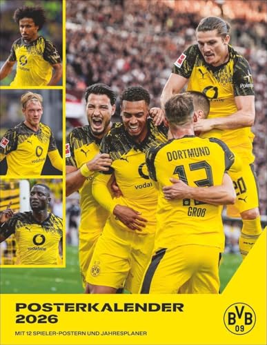 BVB Posterkalender 2026: Jahres-Wandkalender 2026 für Fußballfans. Fotokalender mit den Stars von Borussia Dortmund. Kalender im Hochformat 34 x 44 cm. (Bundesliga Kalender Heye)