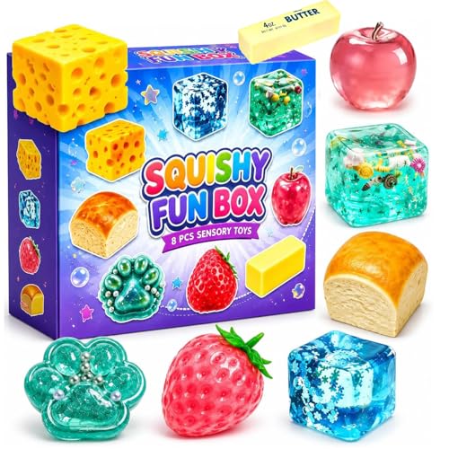 Squishy Fun Box Mystery Set, Blindbox, Malzzucker, kreativ, langsam zurückkehrende Squishies, Fidget-Entlastung, Handentspannung, Schreibtischdekoration, Partygeschenk, Geschenke für Erwachsene (#A)
