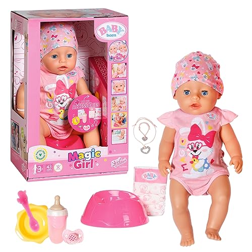 BABY born Magic Girl, Babypuppe mit 10 Funktionen für Kinder ab 3 Jahren, funktioniert ohne Batterie, 43cm groß, 835005 Zapf Creation