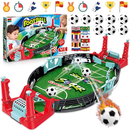 NLMWTI Tischkicker, Tischfussball Spiele, Interaktives Tischfußballspiel Kinder mit 8 Fußbälle Mini Tischkicker, Geschenk für Jungen | Familien-Brettspiel & Partyspaß für Groß & Klein