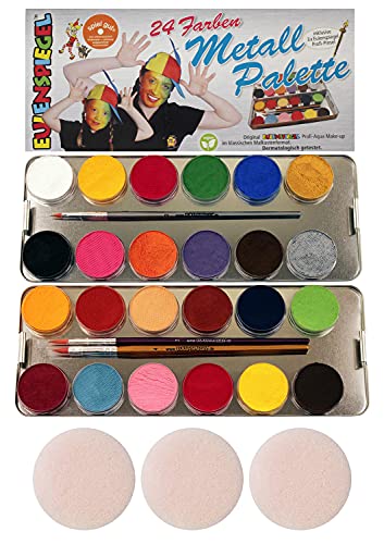 EULENSPIEGEL Schminkpalette 24 Farben 26 Teile Metalletui