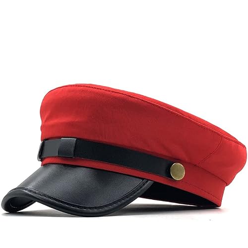 Chauffeurhut für Herren und Damen, Klassische Vintage-Newsboy-Kappe, Kostüm, Hüte, Baskenmütze, Rot/Ausflug, einfarbig (Getaway Solids), Einheitsgre
