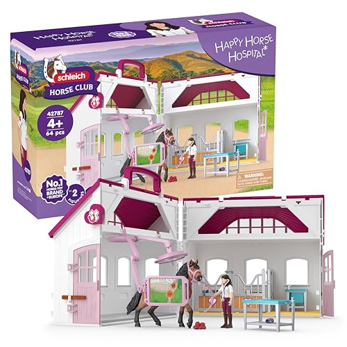 SCHLEICH Horse Club | Pferdeklinik „Heilende Hufe“ 42787 | transportables Set mit Pferdebox, Röntgengerät, bewegliche Tierärztin & viel Zubehör | Pferde Spielzeug & Geschenk ab 4 Jahren | 64 Teile