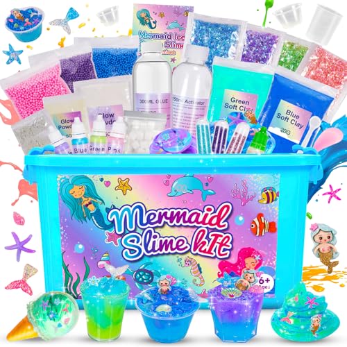 iKidiki Schleim Selber Machen Set, Weihnachten Geschenk Mädchen 6 7 8 9 10 11 12 Jahre Schleim Kinder Spielzeug ab 6-12 Jahre Mädchen Slime Set zum Selbermachen Bastel Sachen Geschenkideen
