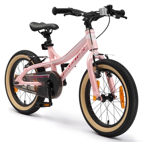 BIKESTAR Kinder Fahrrad Aluminium Mountainbike mit V-Bremse für Mädchen und Jungen ab 4-5 Jahre | 16 Zoll Kinderrad MTB | Türkis & Weiß