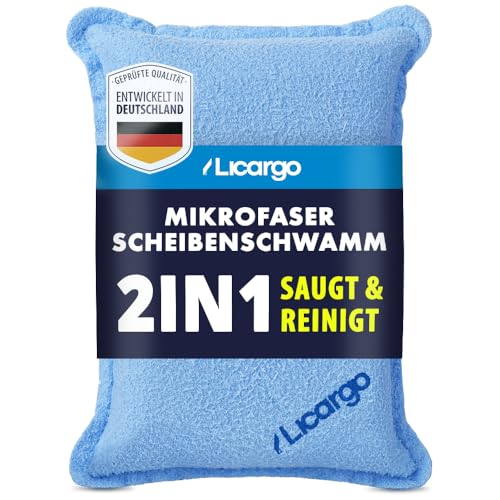 LICARGO Mikrofaser Scheibenschwamm Auto [2in1] – Beschlagene Autoscheiben innen in Sekunden frei, streifenfrei & fusselfrei – Autoschwamm Zubehör, Antibeschlag Schwamm Auto