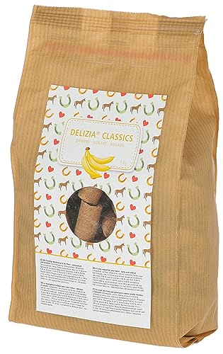 Kerbl Delizia Belohnungswürfel Classic (für Pferde, 1 kg Beutel, Geschmacksrichtung Banane, mit natürlichem Gehalt an Mineralstoffen, Pferdesnack) 325005