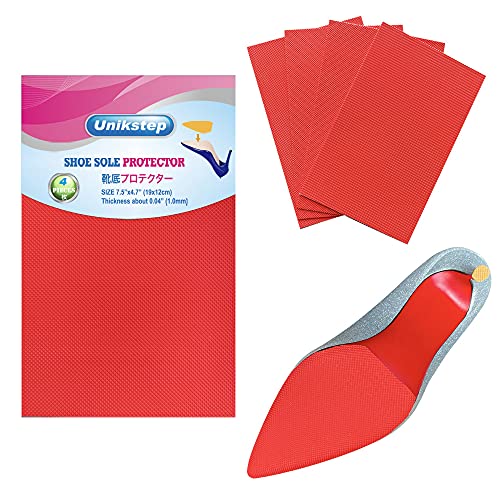 Unikstep 4 Schuhsohlen-Schutzaufkleber, rutschfeste Boden- und Fersenpolster für Schuhe, selbstklebendes antirutschiges Geräuschreduzierungs-Klebeband (Rot)