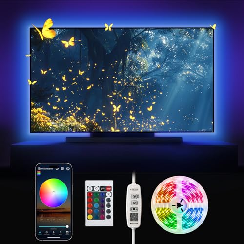 Nixtrve LED TV Hintergrundbeleuchtung, TV LED Strip 3M USB Bluetooth LED Streifen für 40-50 Zoll Fernseher und PC, RGB LED Streifen APP Control Musik Sync LED Beleuchtung für Deko