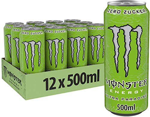Monster Energy Ultra Paradise - koffeinhaltiger Energy Drink mit Kombination aus Apfel, Kiwi und Gurke - ohne Zucker und ohne Kalorien - in praktischen Einweg Dosen (12 x 500 ml)