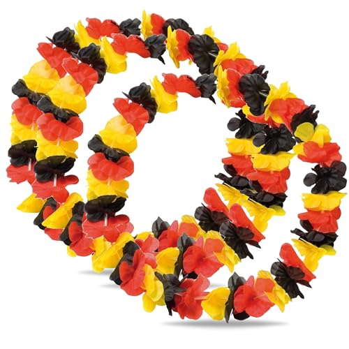 3er Blumenkette Fanartikel Deutschland WM 2026 – extra lang - Hawaiikette in schwarz, rot, gold für Fußballpartys & Deko zur Weltmeisterschaft (3)
