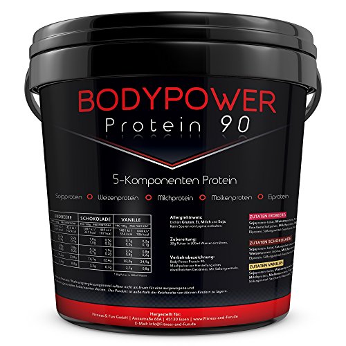 Body Power Protein 90 5kg Eimer 5K Mehrkomponenten Eiweiß Pulver 5000g (5000g, Schokolade)
