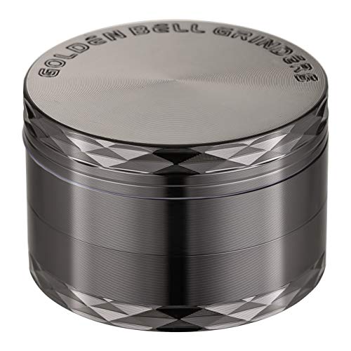 LIHAO 1 x Grinder Pollen Crusher Nickel-Schwarz 4-teiliges Set Krautmühle Zinklegierung für Spice, Kräuter, Gewürze, Herb (MEHRWEG)