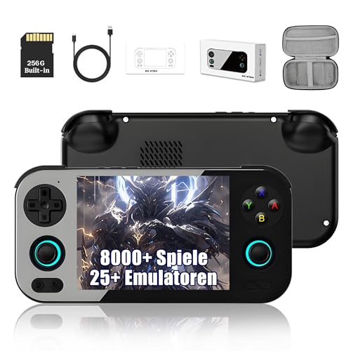 RG476H Retro Handheld Spielkonsole 256GB, Unterstützt KI-Funktion, Android 13 Handheld-Emulator mit 8000+ Spielen 25+ Emulatoren, 4,7 Zoll LTPS In-Cell Bildschirm, WiFi Bluetooth TV Ausgang (Schwarz)