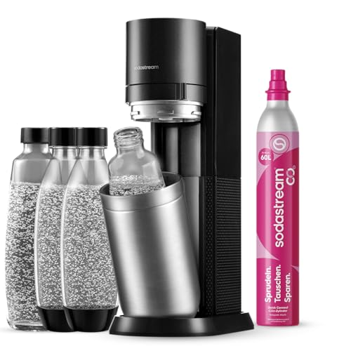 SodaStream Wassersprudler DUO mit Quick-Connect CO2-Zylinder| inkl. 2x 1L Glasflasche und 2x 1L FUSE Kunststoffflasche (spülmaschinengeeignet) | Farbe: Titan