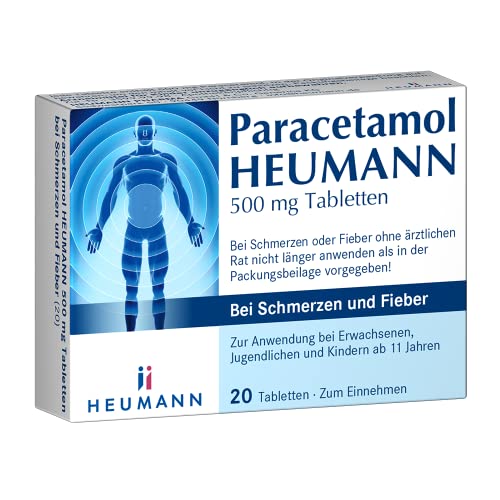 Paracetamol HEUMANN 500 mg Tabletten bei Schmerzen und Fieber, schnelle Hilfe bei Schmerzen & Fieber, 20 Tabletten