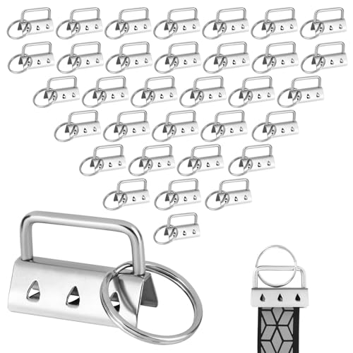 60 Stück Schlüsselband Rohlinge, 33mm Schlüsselanhänger Hardware Klemmverschluss Anhänger, Klemmschließeanhänger mit Schlüsselring, Klemmschließeanhänger Hardware für DIY Schlüsselbändern