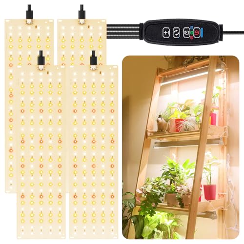 FIVAVA Pflanzenlampe LED Vollspektrum 4 Stück,540 LEDs Pflanzenleuchte mit 3/9/12H Zeitschaltuhr 10 Arten von Helligkeit,Pflanzenlicht für Zimmerpflanzen Gemüse und Blumen