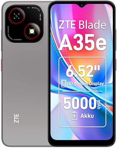 ZTE Blade A35e, Android-Handy,Smartphone ohne Vertrag: 2GB+64GB Speicher, Silvery Gray, 5000 mAh Batterie & 6.52