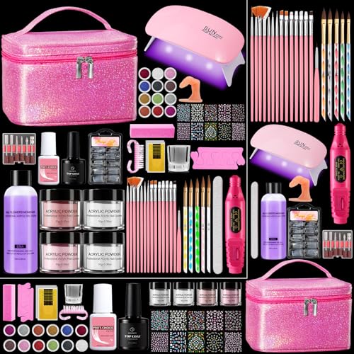 Yokilly Nagelstudio Acryl Nägel Starterset Komplett mit UV Lampe & Tasche
