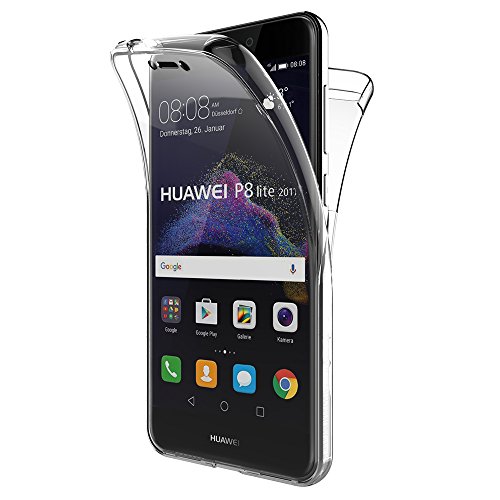 AICEK Huawei P8 Lite 2017 Hülle, 360°Full Body Transparent Silikon Schutzhülle für P8 Lite 2017 Case Crystal Clear Durchsichtige TPU Bumper Huawei P8 Lite 2017 Handyhülle