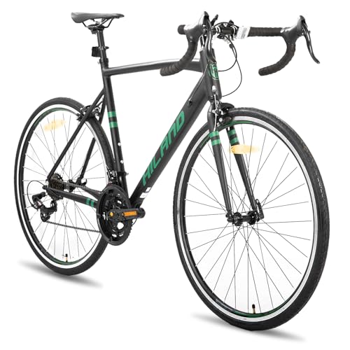 HILAND 28 Zoll Rennrad 14 Gang, Aluminium Rahmen 700c Rennrad, 530mm Rahmen City Pendler Fahrrad für Männer Frauen Schwarz
