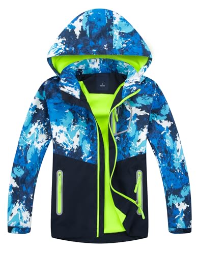 LAUSONS Kinder Gefütterte Jacke Jungen Übergangsjacken für Jungs Softshelljacken mit Camouflage Muster Grün DE: 116-122 (Herstellergröße 120)