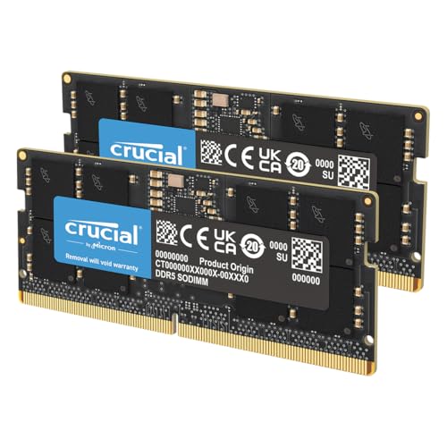 Crucial DDR5 RAM 64GB Kit (2x32GB) 5600MHz SODIMM, Arbeitsspeicher für Laptop/Notebook, Mini PC (auch 5200MHz / 4800MHz) CL46 - CT2K32G56C46S5