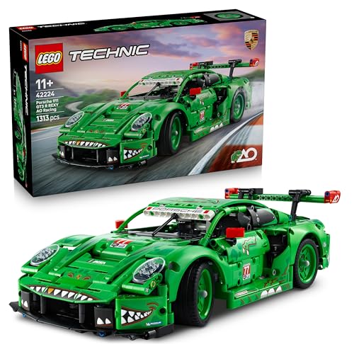 LEGO Technic Porsche 911 GT3 R Rexy AO Racing Rennwagen - Porsche Modellauto - Rennwagen zum Sammeln und Ausstellen - Porsche Modell Bauset ab 11 Jahren - Geschenk für Kinder & Autofans - 42224