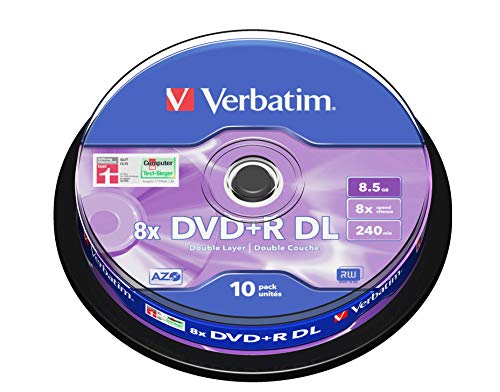 Verbatim DVD+R Double Layer 8,5 GB - 8-fache Brenngeschwindigkeit - hohe Lebensdauer - Kratzschutz - 10 Stück Spindel
