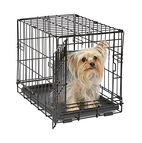MidWest Homes for Pets iCrate Hundebox, klappbar, mit 1 Tür und Trennwand, auslaufsichere Bodenwanne, sichere Verriegelungen, Drahtgitterbox für Minirassen, tragbar, robust, einfacher Aufbau, 46 cm