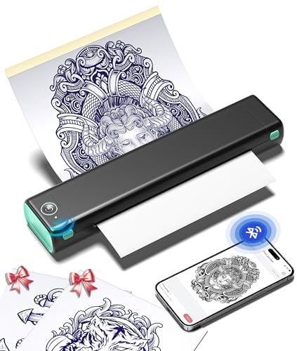Phomemo M08F Tattoo Drucker Tattoo Stencil Drucker Transfer Maschine Professionelle Thermodrucker Kopierer Kompatibel mit Smartphone und PC mit 10pcs Transferpapier
