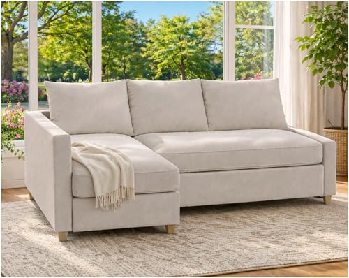HomeTown Market Langlebig Friheten Sofa bezug, kompatibel mit IKEA Friheten-Schlafsofa, Eckbezug. Nur Sofabezug. (Polyester Beige Right Longer)
