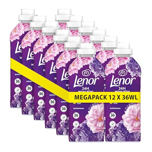 Lenor Weichspüler Megapack 12 × 36 Waschladungen, Blütentraum, 24 Stunden „Wie Frisch Geduscht“ Gefühl, Mit Aktiver Geruchsabwehr