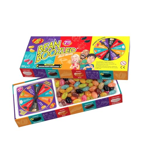 Jelly Belly Bean Boozled (100g) – Süßigkeiten Spaß mit Glücksrad - Jelly Beans eklig & lecker 7. Generation - Extremes Spiel für Mutige – 20 klassische & verrückte Sorten für Party, JGA & Spielabend